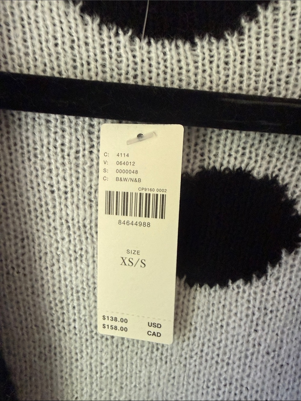 NWT MAEVE/ ANTHROPOLOGIE POLKA DOT OPEN CARDIGAN SWEATER/ BLACK & WHITE XS/S - Picture 2 of 7